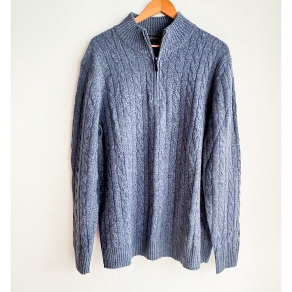 Brooks Brothers Gray Cable Knit Zip Up Sweater - Picture 2 of 6